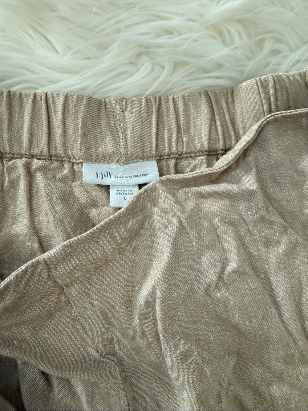 J. Jill Linen Stretch Crop Pants Large Neutral Pull-On Cropped Trousers - Picture 4 of 5